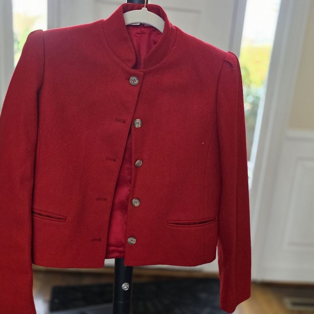 NELL flowers . Vintgage. Womens Red Button-Front Wool Jacket. 6